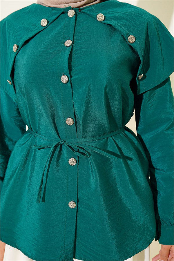 Baby Collar Button-Down Shirt Green