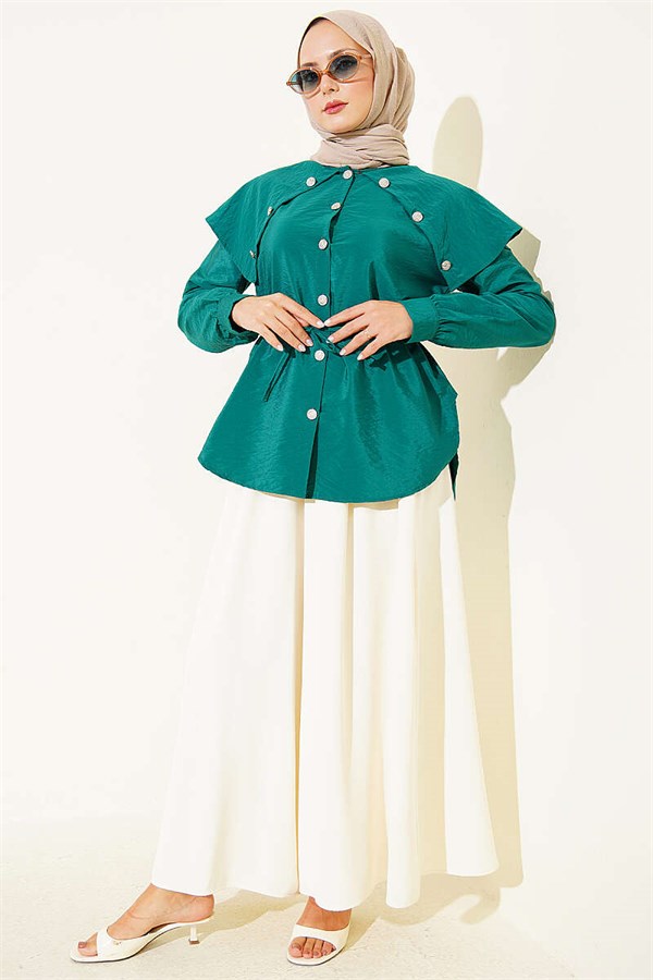 Baby Collar Button-Down Shirt Green