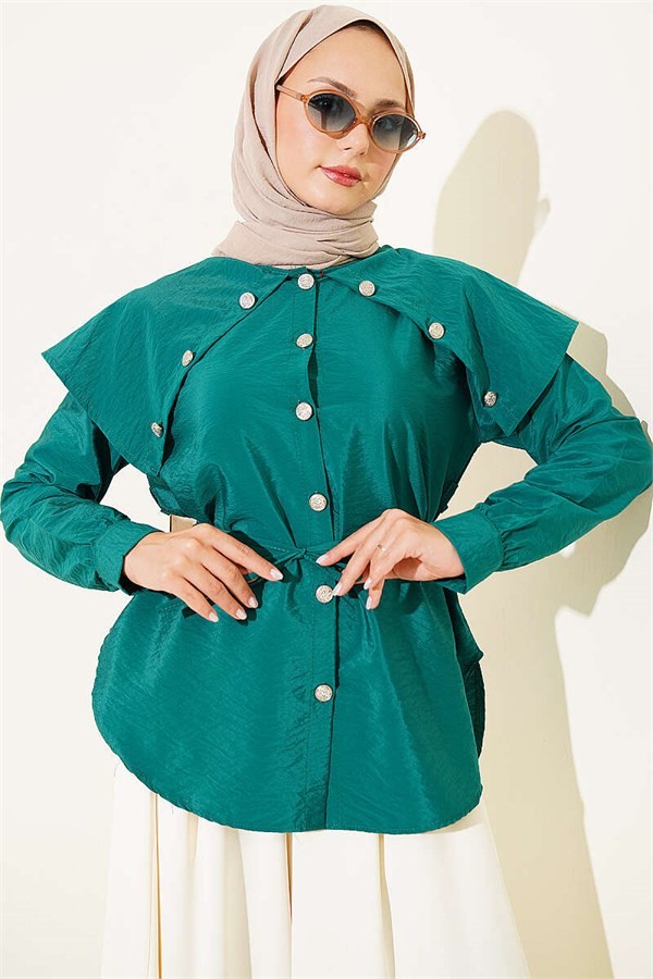 Baby Collar Button-Down Shirt Green
