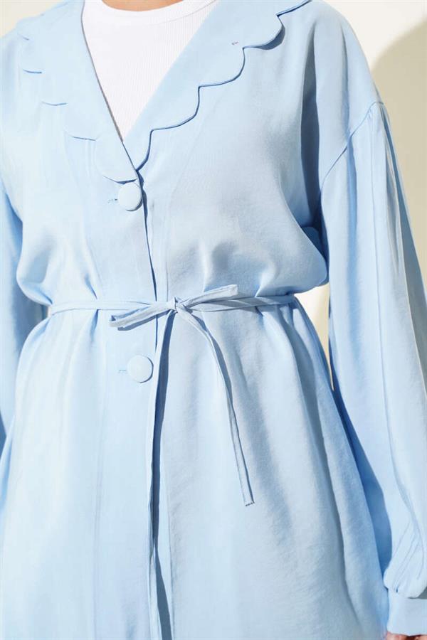 Baby Collar Rope Belted 2 Piece Set Blue