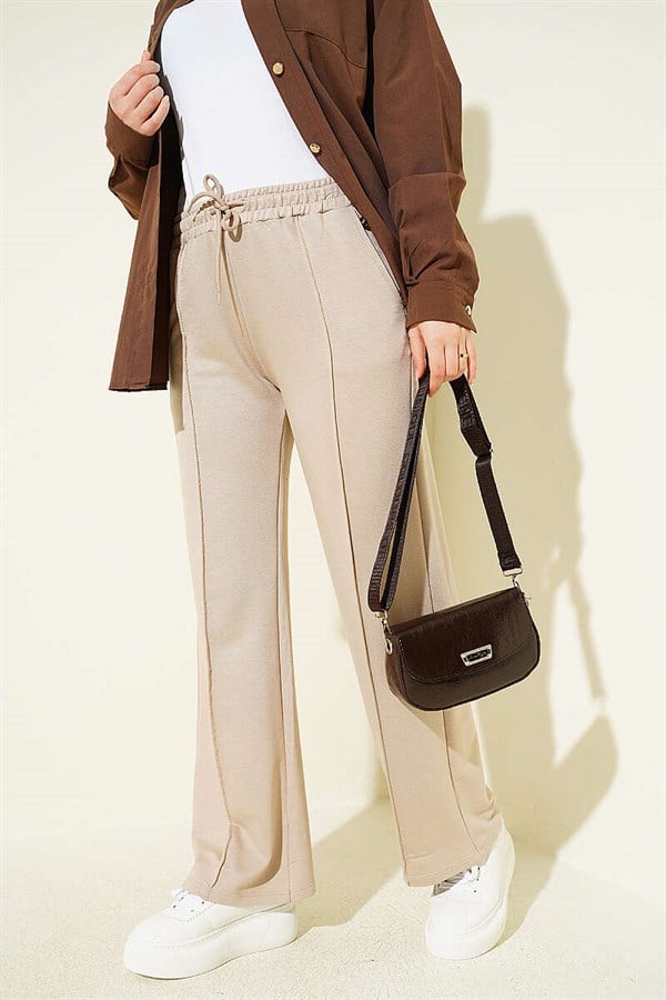 Belted Trousers, Beige