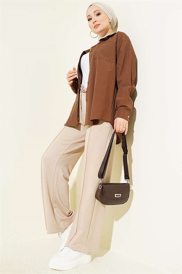 Belted Trousers, Beige