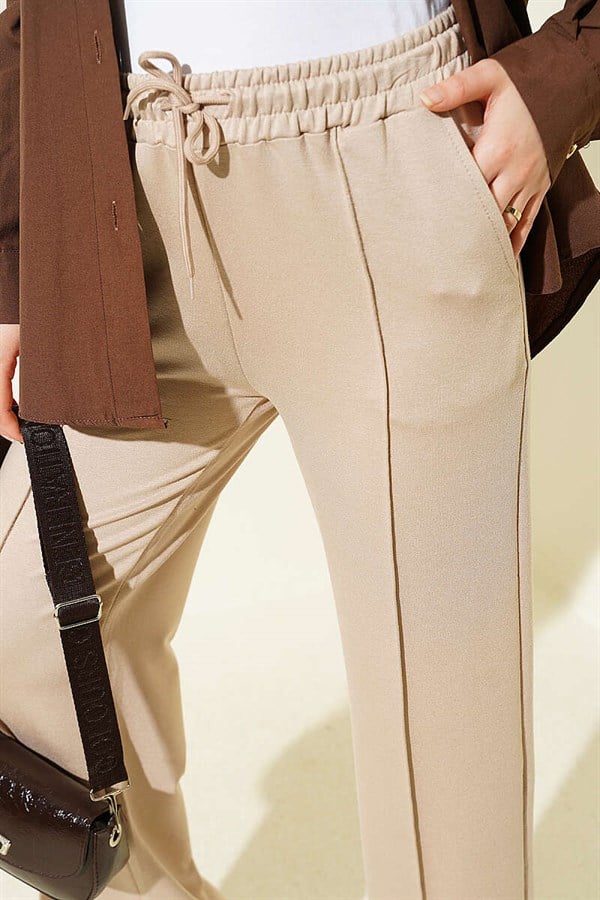 Belted Trousers, Beige