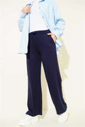 Navy Blue Trousers with Belt Drawstring