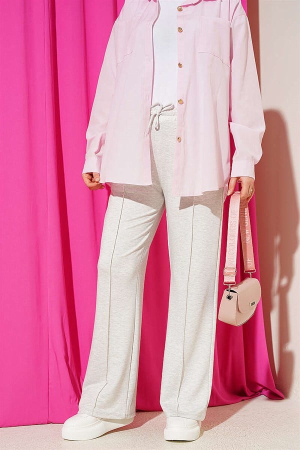 Belted Trousers Melange Grey