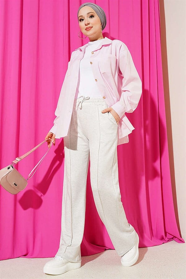 Belted Trousers Melange Grey