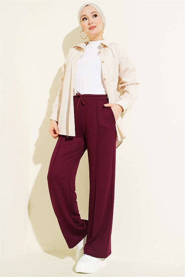 Belted Trousers in Plum