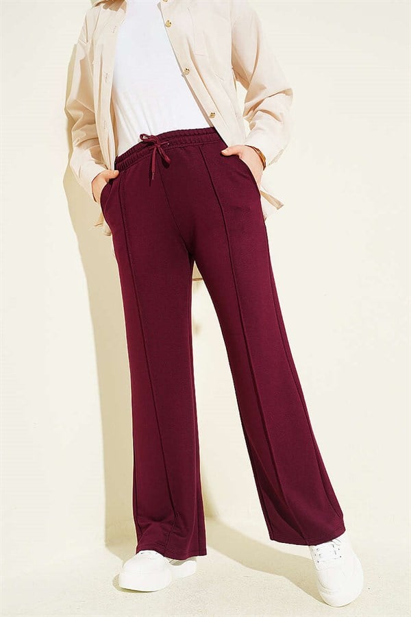 Belted Trousers in Plum