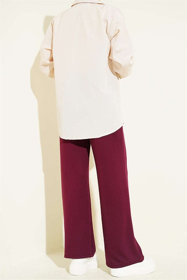 Belted Trousers in Plum