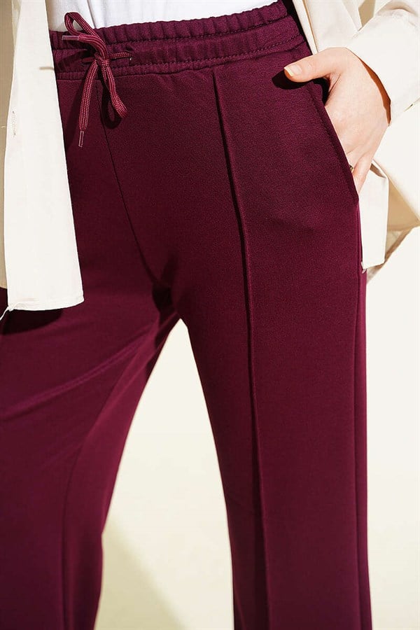 Belted Trousers in Plum