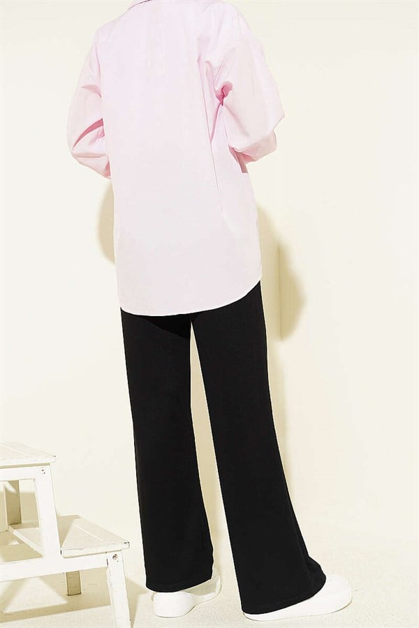 Black Trousers with Belt Drawstring