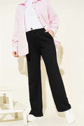 Black Trousers with Belt Drawstring