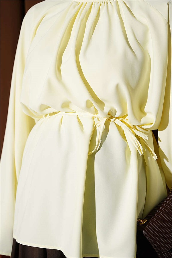 Yellow Spanish Sleeve Blouse with Belt