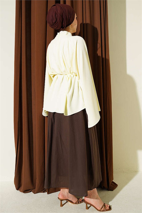 Yellow Spanish Sleeve Blouse with Belt