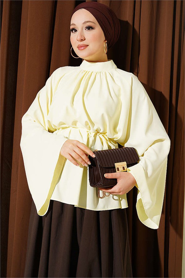 Yellow Spanish Sleeve Blouse with Belt