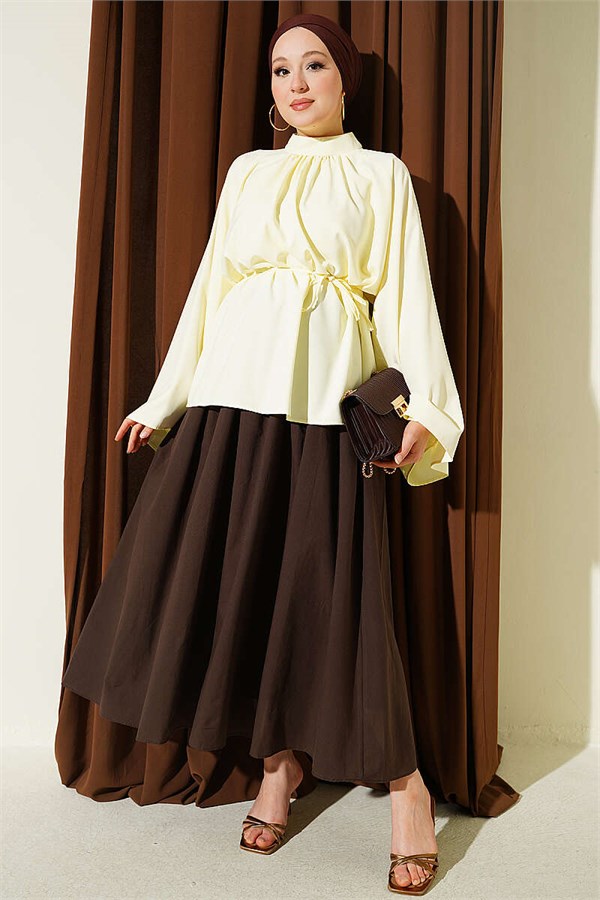 Yellow Spanish Sleeve Blouse with Belt