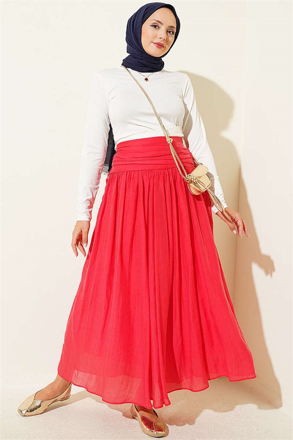 Waist Gathered Skirt Alizarin
