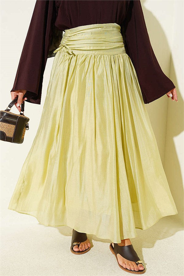 Skirt with Gathered Waist Detail, Light Green