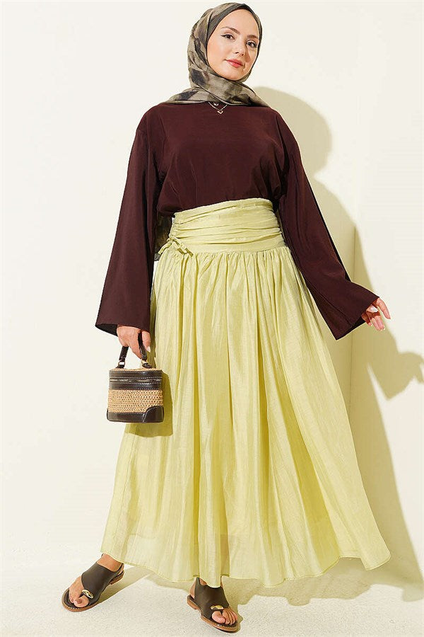 Skirt with Gathered Waist Detail, Light Green