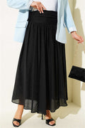 Black Skirt with Gathered Waist Detail