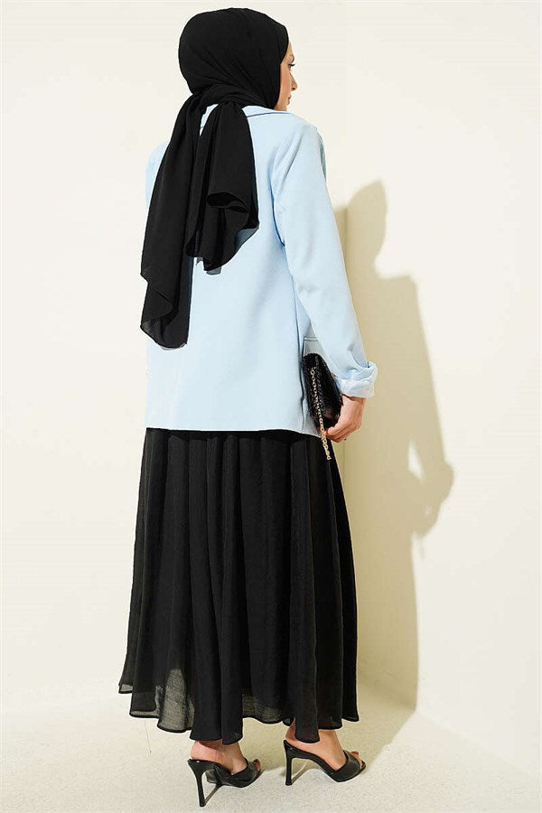 Black Skirt with Gathered Waist Detail