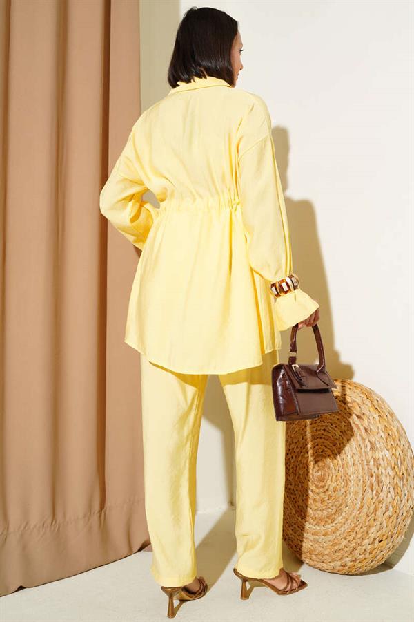 Waist Drawstring Pocket 2 Piece Set Yellow