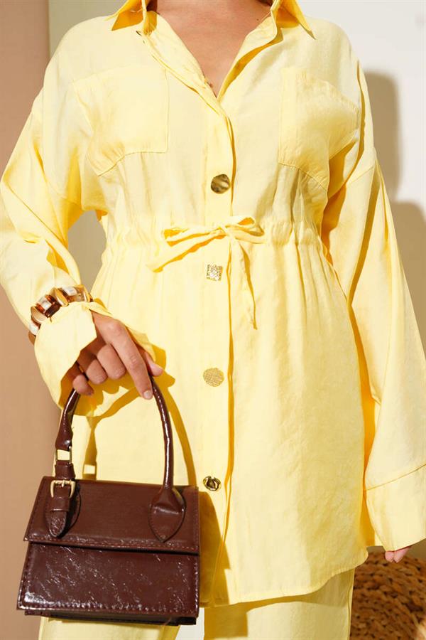 Waist Drawstring Pocket 2 Piece Set Yellow