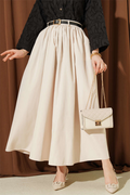 Belted Skirt with Pockets, Beige