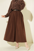 Belted Skirt with Pockets, Brown