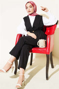 Two Black Suits with Waist Gathered Vest