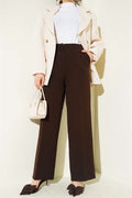 Wide Leg Trousers with Waistband, Brown