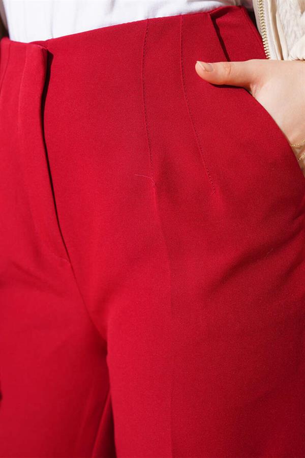Waistline Wide Leg Trousers Red
