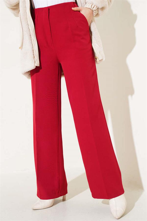 Waistline Wide Leg Trousers Red