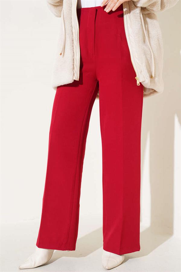 Waistline Wide Leg Trousers Red