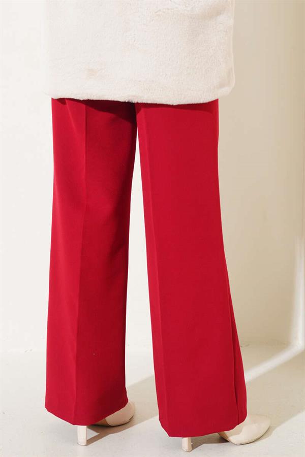 Waistline Wide Leg Trousers Red