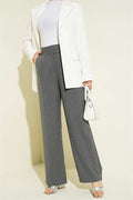 Palazzo Fabric Trousers with Velcro Waistband, Smoke Grey