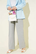 Gray Palazzo Fabric Trousers with Velcro Waistband