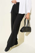 Black Fabric Trousers with Velcro Waistband and Rhinestone Embellishments