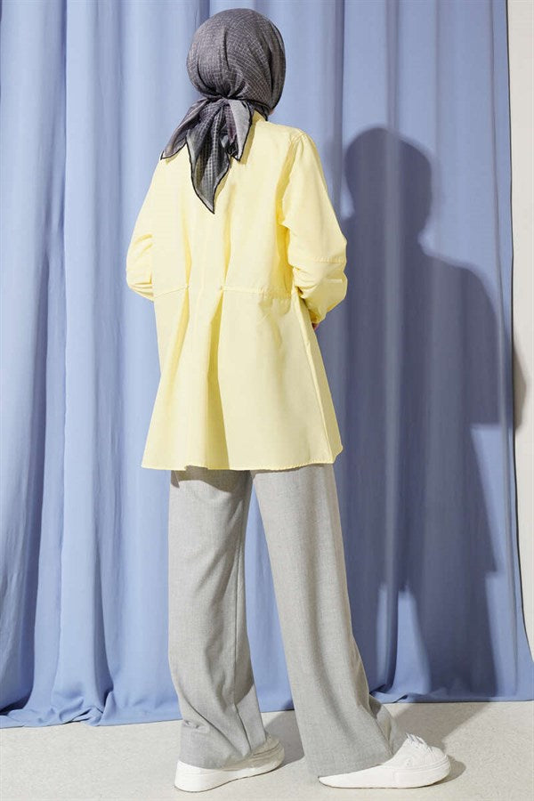 Basic Shirt with Belt Buttons, Yellow