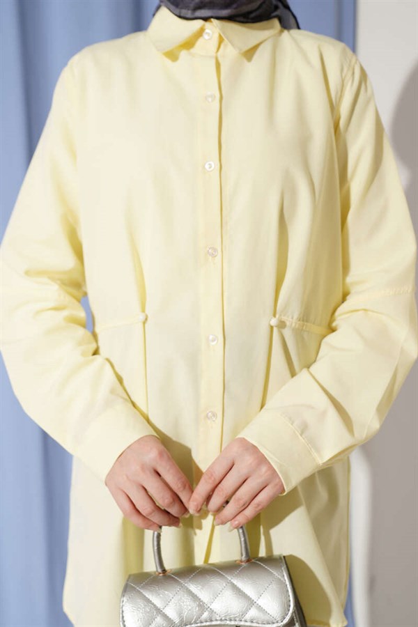 Basic Shirt with Belt Buttons, Yellow