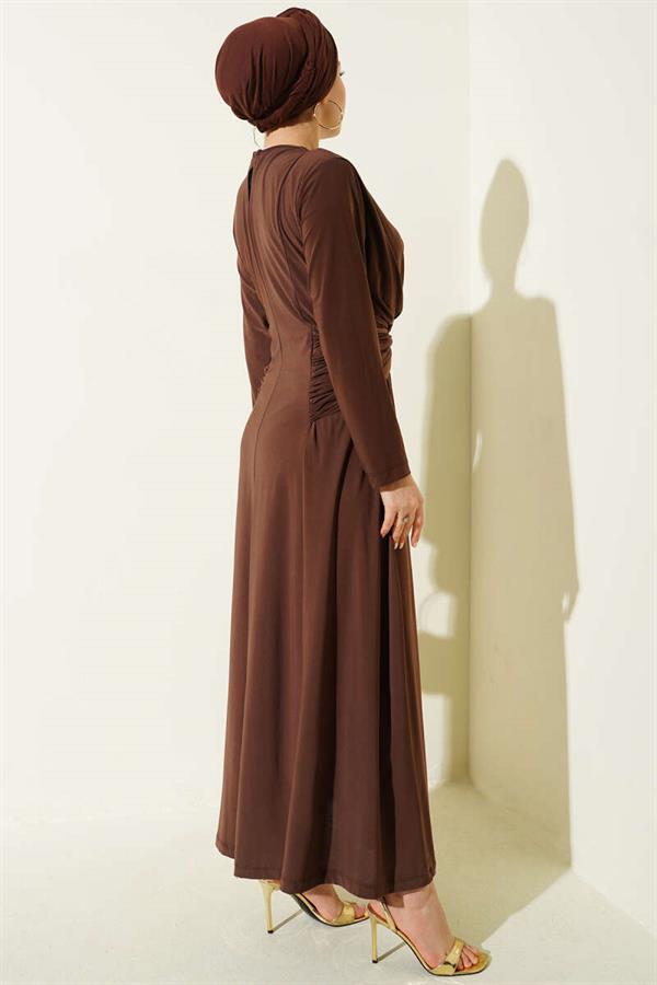 Waist-Tied Sandy Dress Chestnut