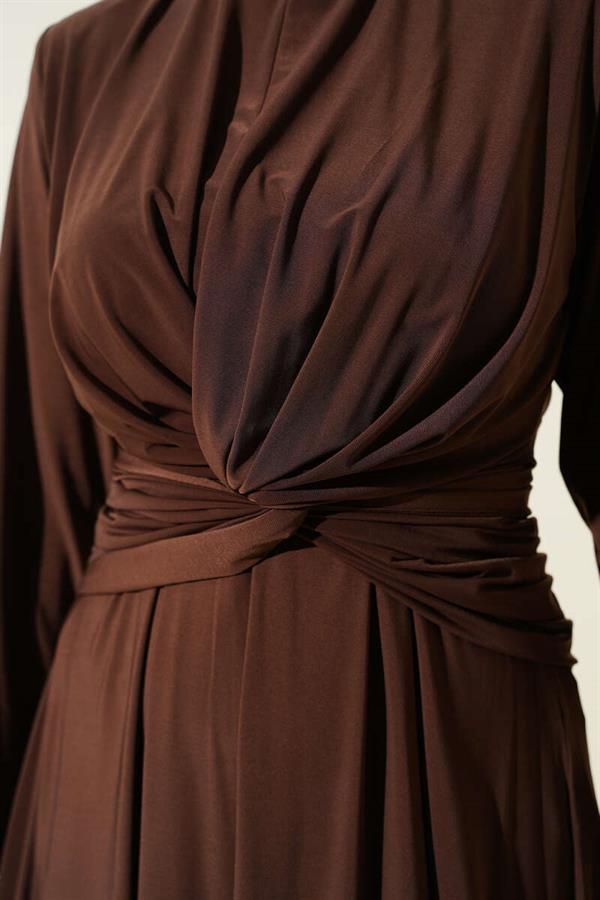 Waist-Tied Sandy Dress Chestnut