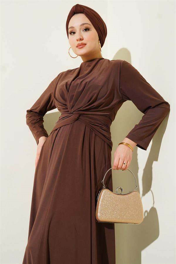 Waist-Tied Sandy Dress Chestnut