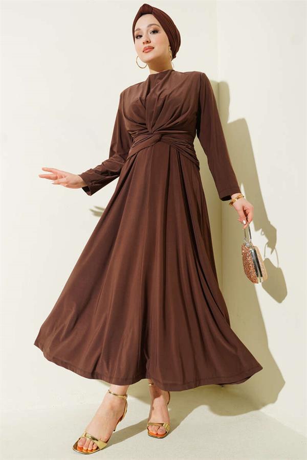 Waist-Tied Sandy Dress Chestnut