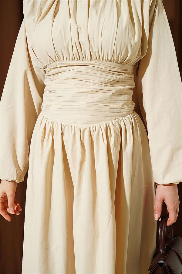 Waist-Gipeli Flared Dress Beige