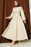 Waist-Gipeli Flared Dress Beige
