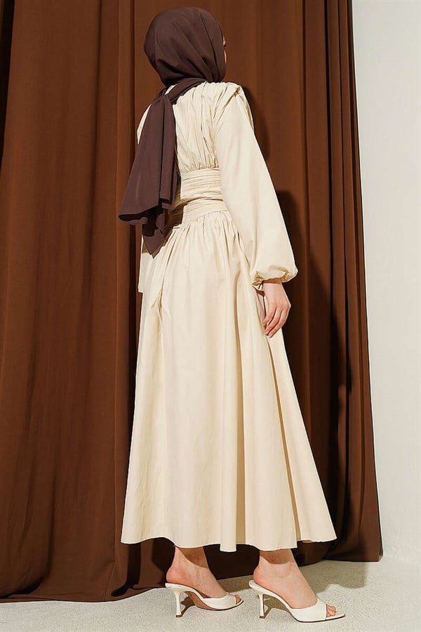 Waist-Gipeli Flared Dress Beige