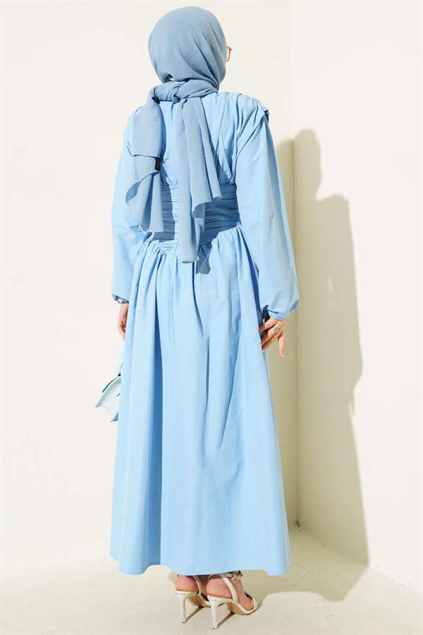 Waist Gipel Flared Dress Blue