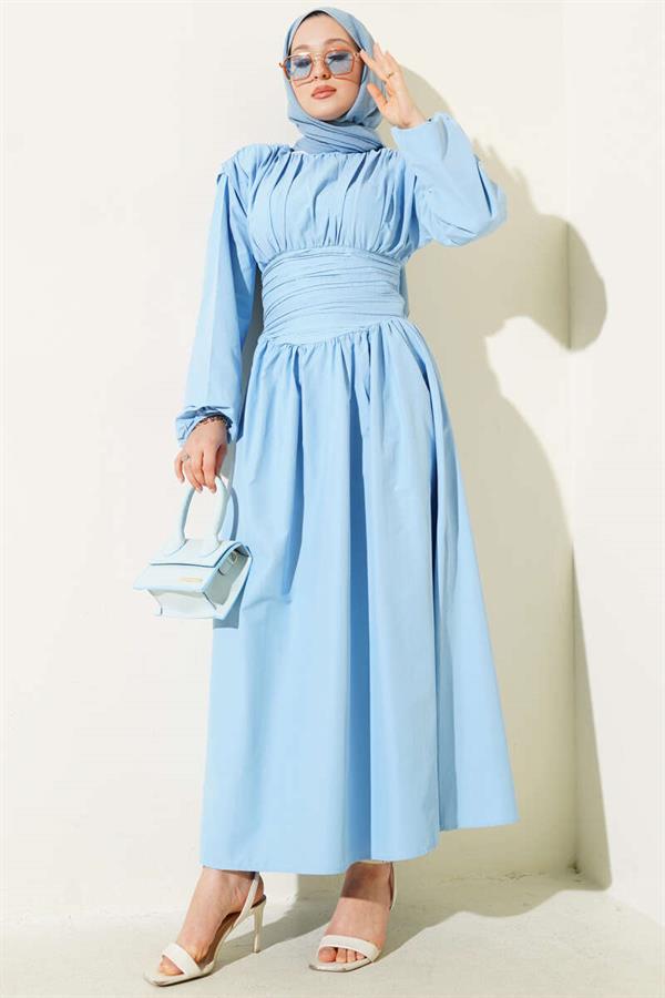 Waist Gipel Flared Dress Blue