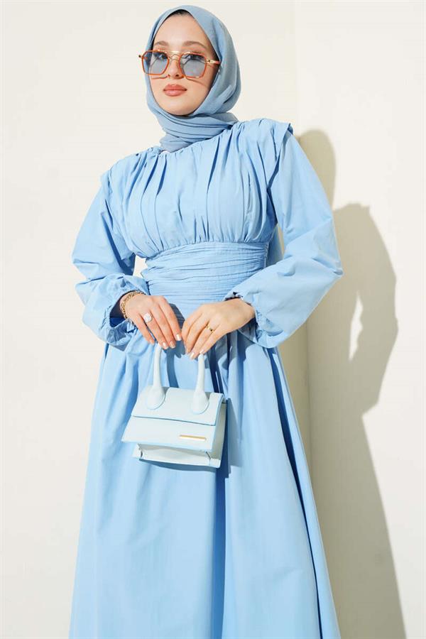 Waist Gipel Flared Dress Blue